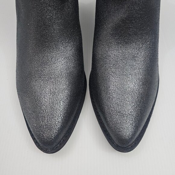 Clarks Morzine Top Chelsea Ankle Boot 9 Pewter Metallic Leather Block Heel NEW - Picture 5 of 13